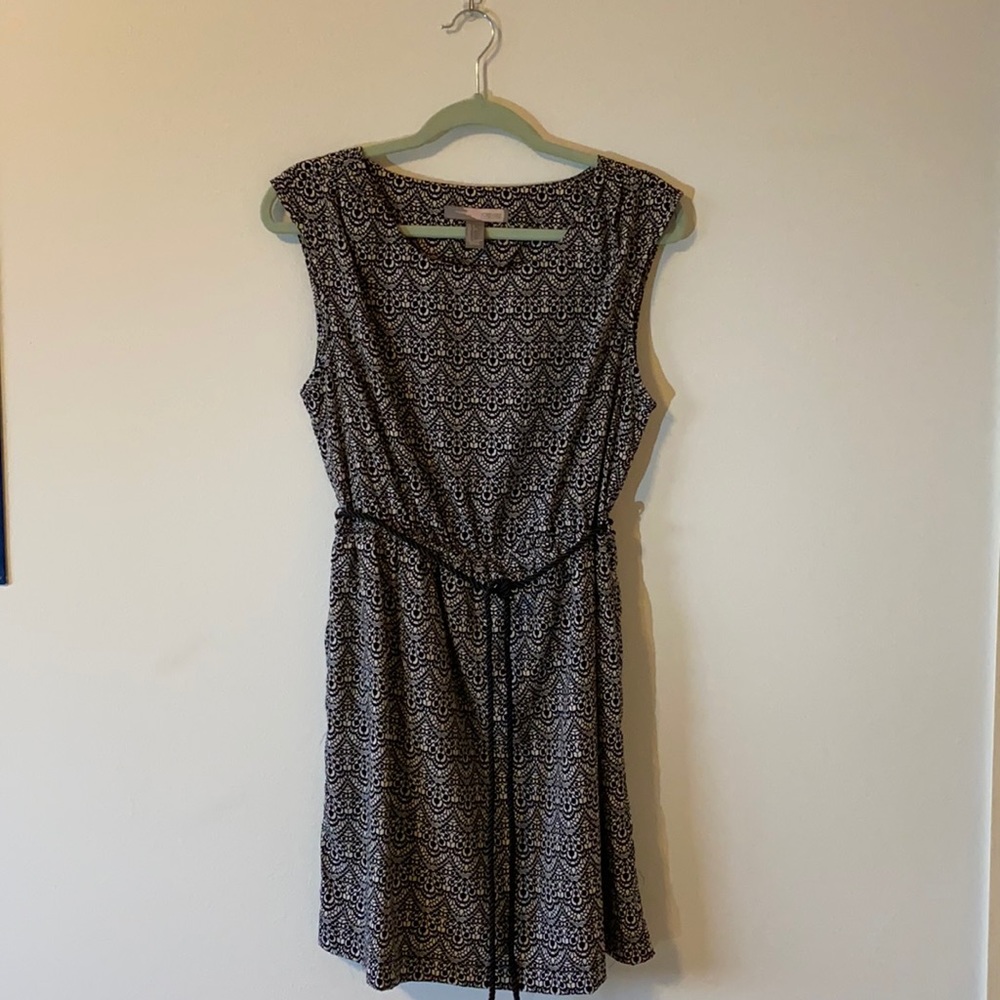 Black and white print dress.